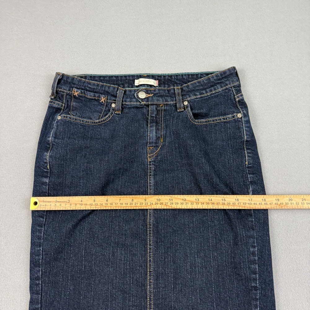 Levis Womens Denim Skirt Size 10 Dark Wash Midi Stretch Classic Jean Skirt Vtg - Picture 11 of 12